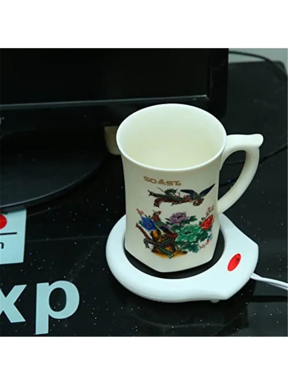 Electric Mug Warmer 2Pk Coffee Cup Heater Candle Warmer Plate Black White Office
